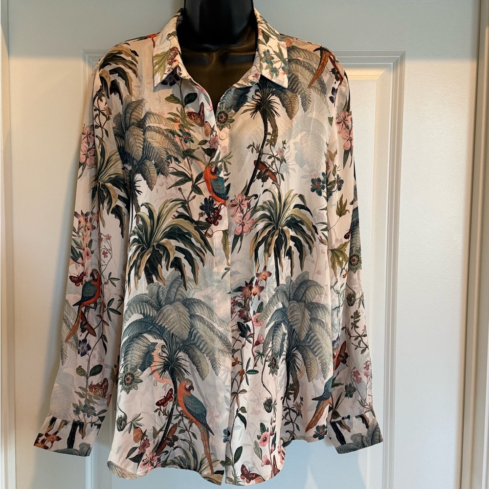 H&M Tropical Print Button Down Shirt